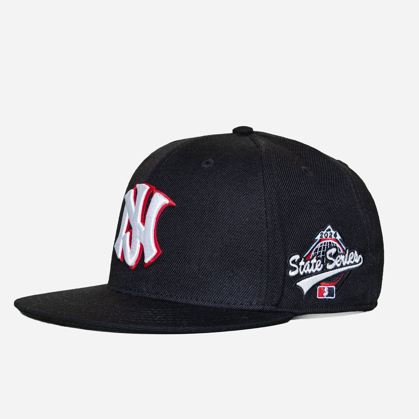 NJ™ State Series Snapback Hat – Black, White & Red (2024 Edition)