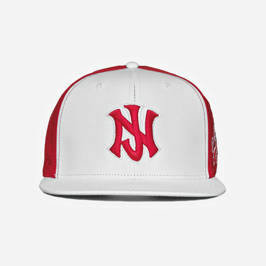 NJ™ State Series Snapback Hat – Red & White (2024 Edition)