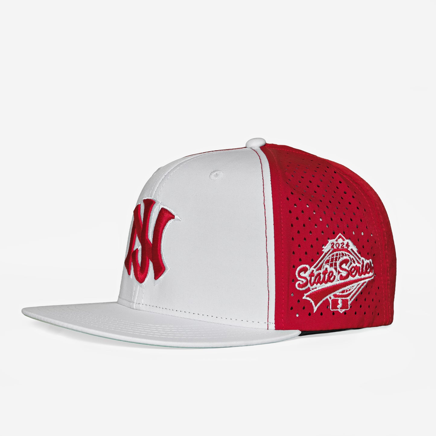 NJ™ State Series Snapback Hat – Red & White (2024 Edition)