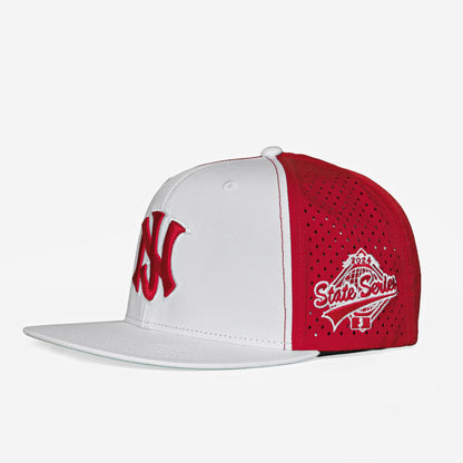 NJ™ State Series Snapback Hat – Red & White (2024 Edition)