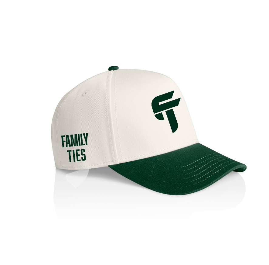 Family Ties Two-Tone Snapback Hat – Natural/Green